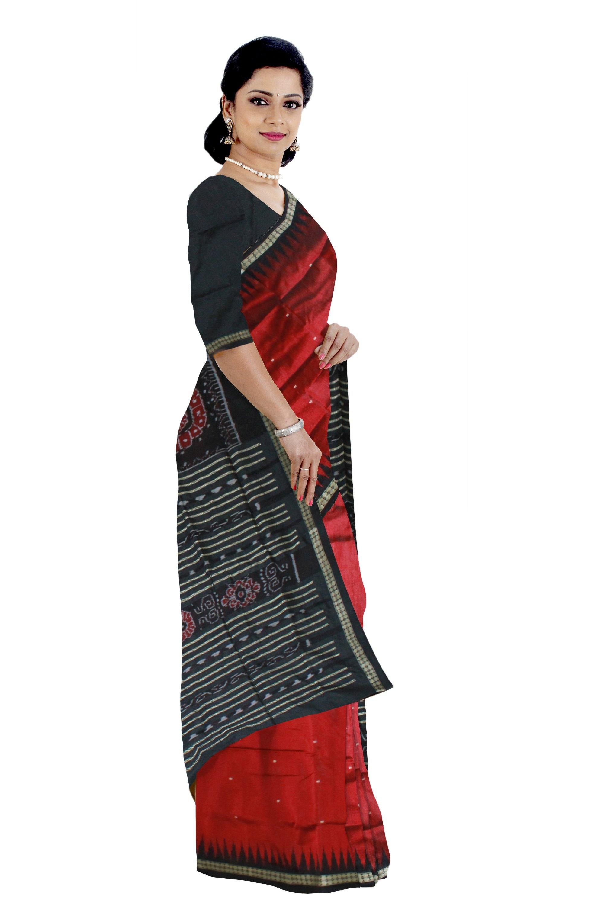 MAROON COLOR BOOTY PATTERN SONEPUR PATA SAREE - Koshali Arts & Crafts Enterprise