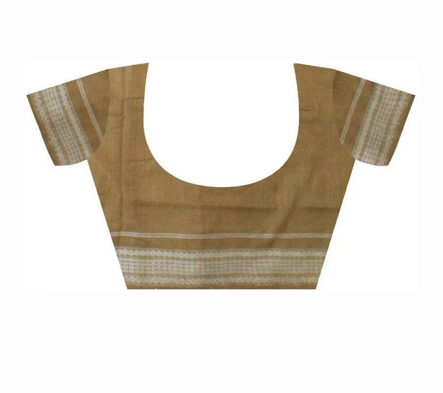 Dark brown Sambalpuri Cotton IKAT saree - Koshali Arts & Crafts Enterprise