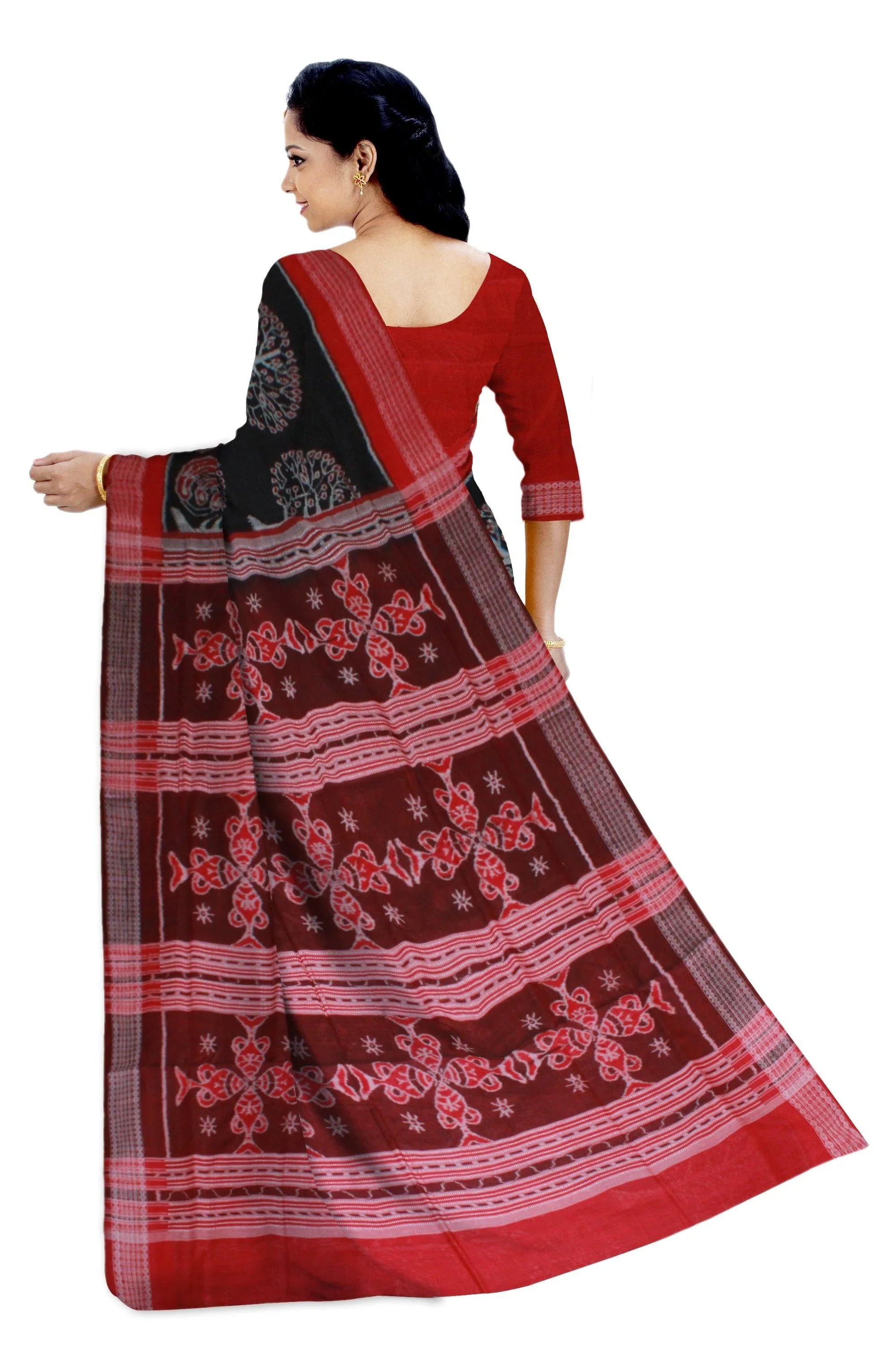 Sambalpuri cotton IKAT saree with tree design - Koshali Arts & Crafts Enterprise