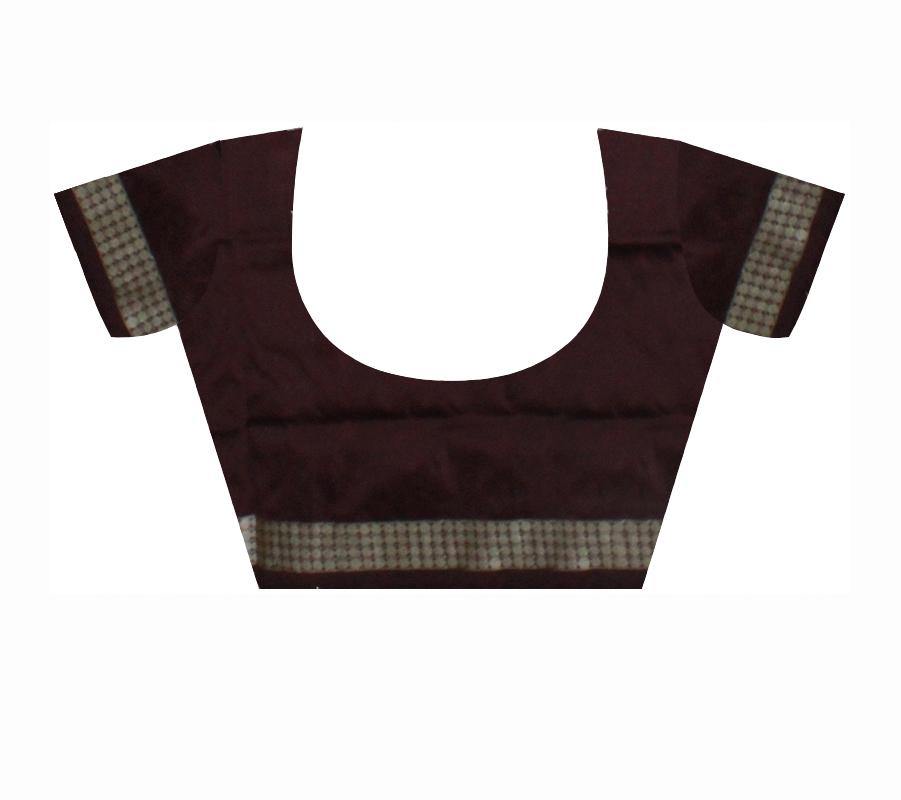 Red, Blue & Grey Colour Sambalpuri Pata Saree with small bomkei pattern with blouse piece - Koshali Arts & Crafts Enterprise