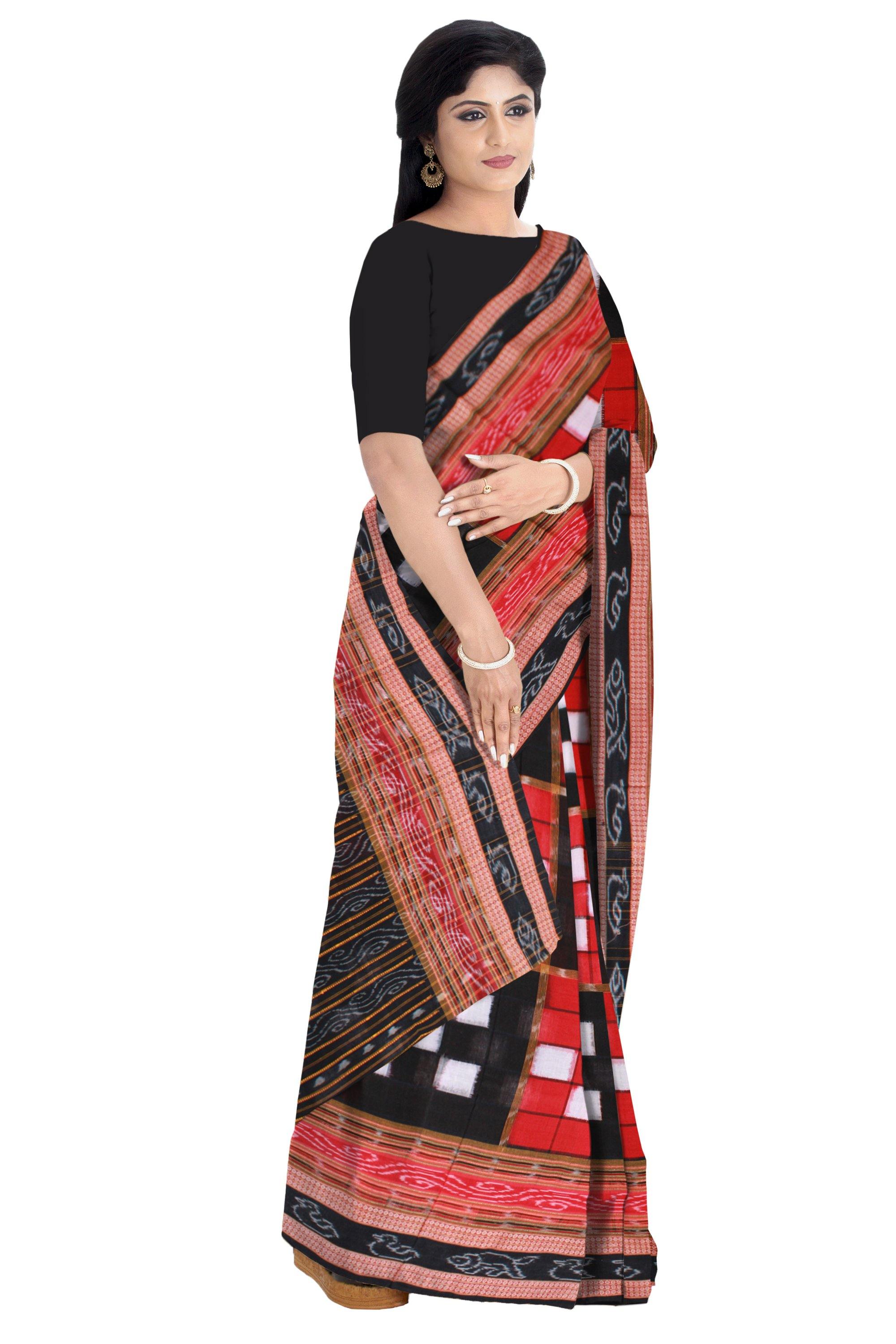 Traditional Bichitrapuri Teenkuthi Sambalpuri saree Without blouse piece. - Koshali Arts & Crafts Enterprise