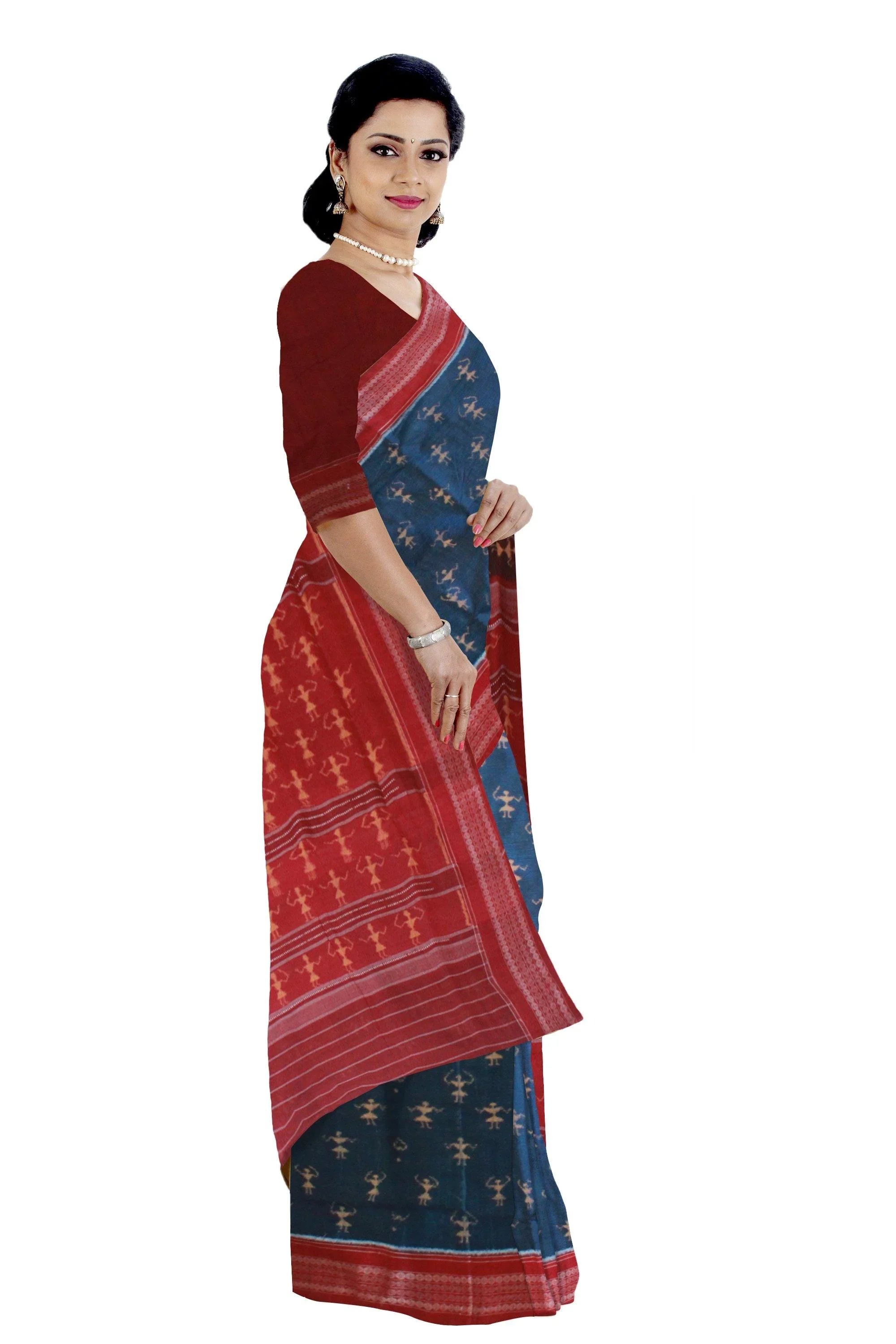 Latest Design Dancing Doll print pure cotton Sambalpuri Saree With Blouse piece - Koshali Arts & Crafts Enterprise