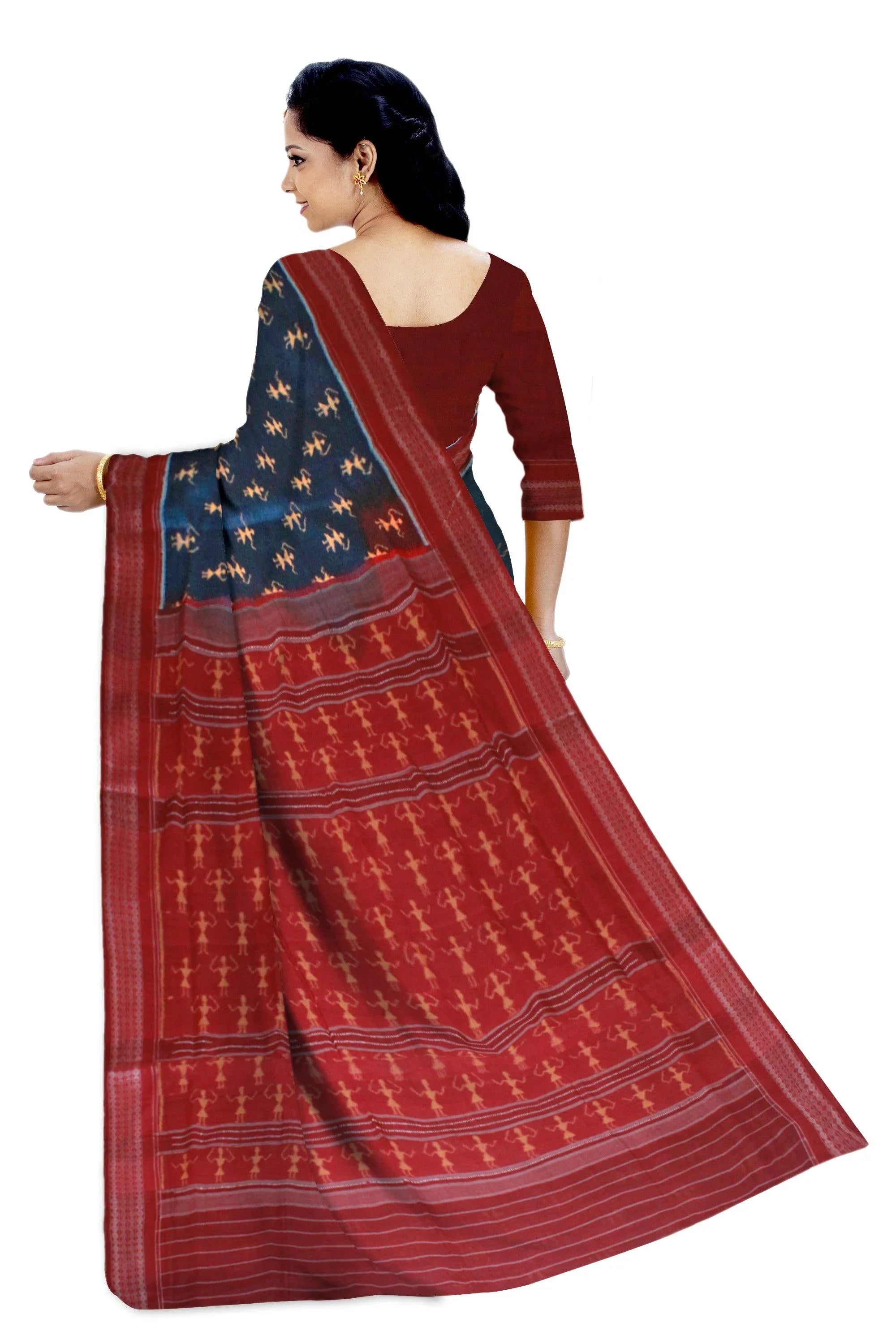 Latest Design Dancing Doll print pure cotton Sambalpuri Saree With Blouse piece - Koshali Arts & Crafts Enterprise