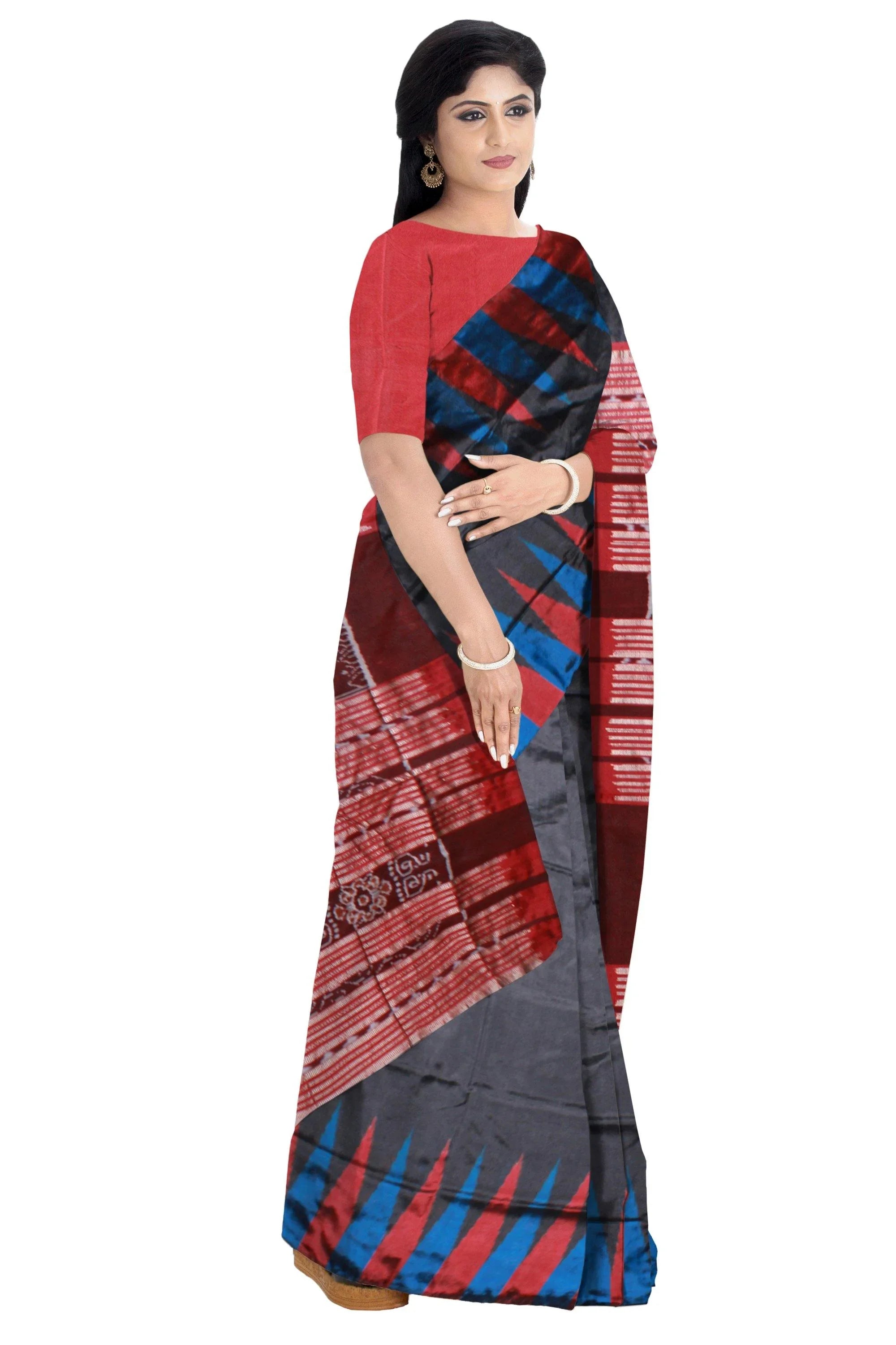 Kargil Pata Saree in Black Color - Koshali Arts & Crafts Enterprise