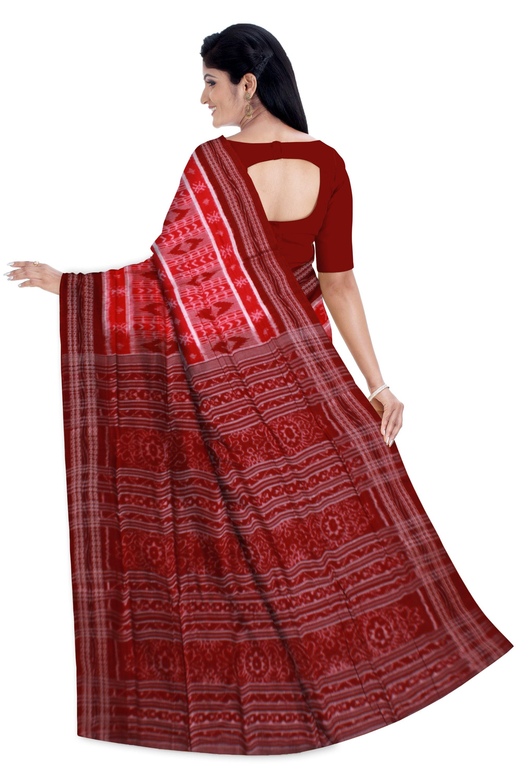 Pasapali Sapta Design Saree in Maroon color - Koshali Arts & Crafts Enterprise