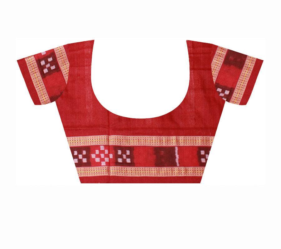 Tin Fera Bomkei Pattern Sambalpuri Saree in Maroon and in Blue - Koshali Arts & Crafts Enterprise