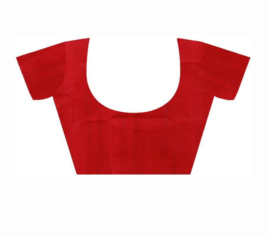 Blue color Thana saree with red palu. Blouse piece available - Koshali Arts & Crafts Enterprise