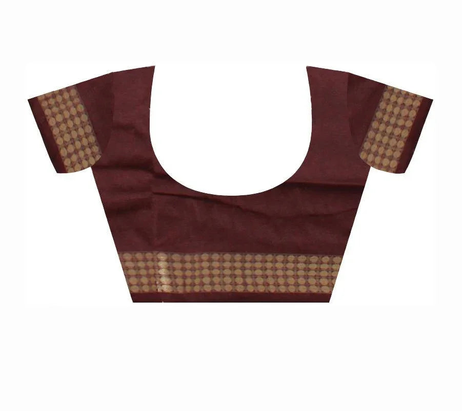 Latest design Pata saree in Pink and Brown color & Flower Bomkei with blouse Piece - Koshali Arts & Crafts Enterprise