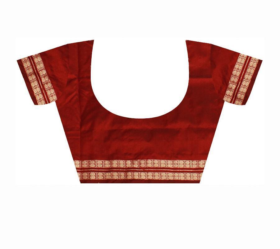 Blue And Maroon mix Patli Pata saree. With blouse piece. - Koshali Arts & Crafts Enterprise