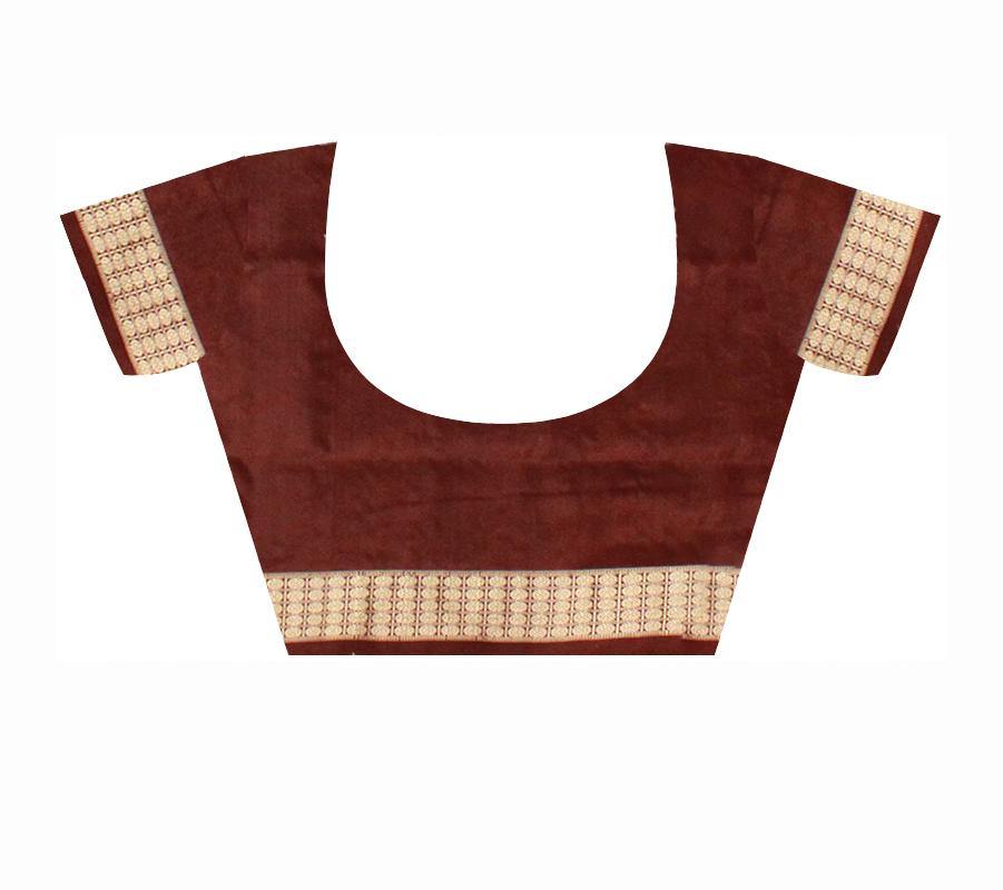 Yellow Color Pata saree with Maroon lining with blouse piece. - Koshali Arts & Crafts Enterprise