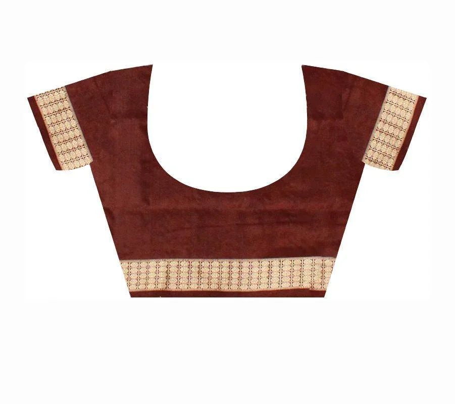 Yellow Color Pata saree with Maroon lining with blouse piece. - Koshali Arts & Crafts Enterprise