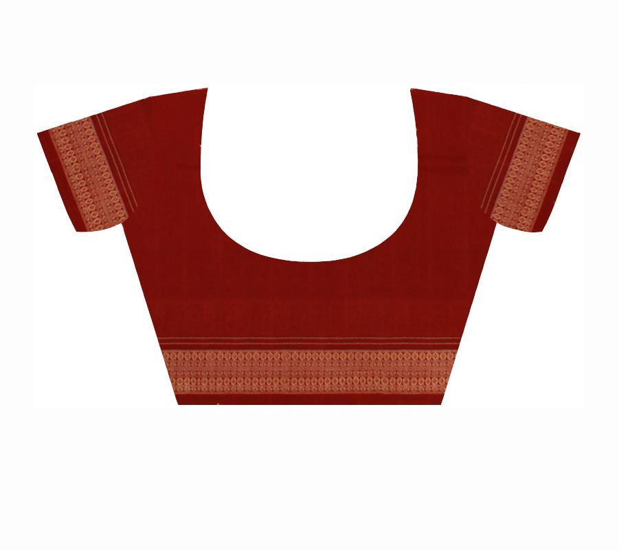 Sambalpuri handwoven tradition maroon Nrutyangana saree with sapta print and with blouse piece - Koshali Arts & Crafts Enterprise