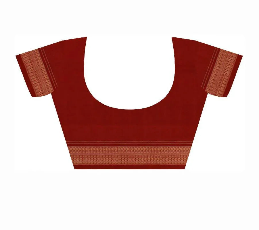 Sambalpuri handwoven tradition maroon Nrutyangana saree with sapta print and with blouse piece - Koshali Arts & Crafts Enterprise