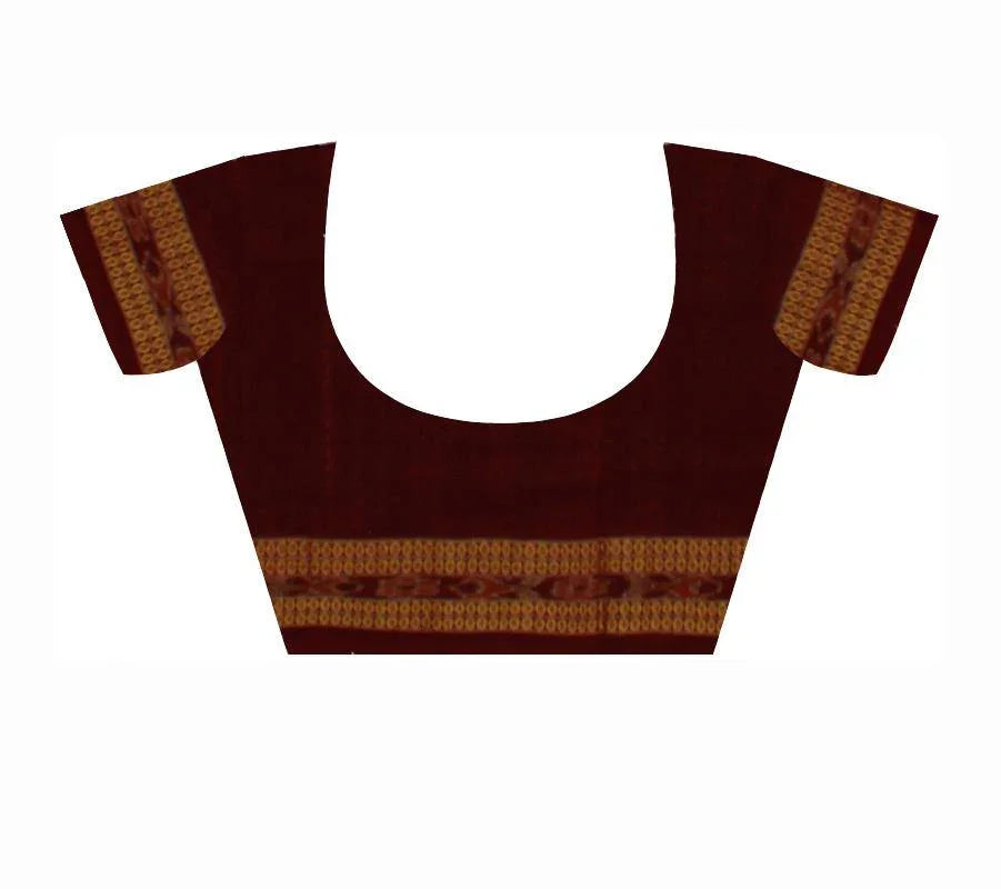 Sambalpuri traditional Bomkei saree in green and black color in body and maroon in pallu with chakra patten with blouse piece - Koshali Arts & Crafts Enterprise