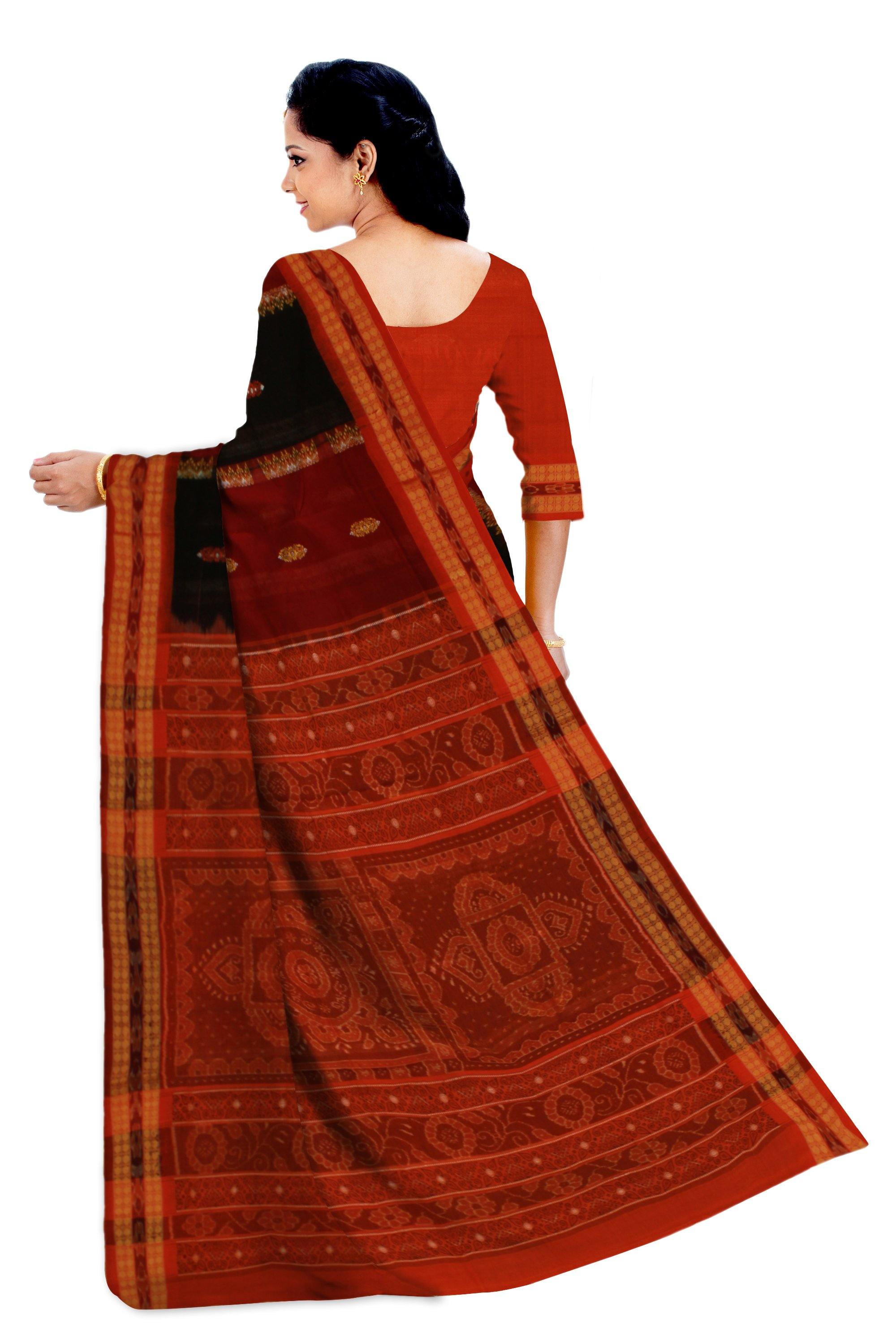 Sambalpuri small Bomkei flower print IKAT saree in multicolor design with blouse piece - Koshali Arts & Crafts Enterprise