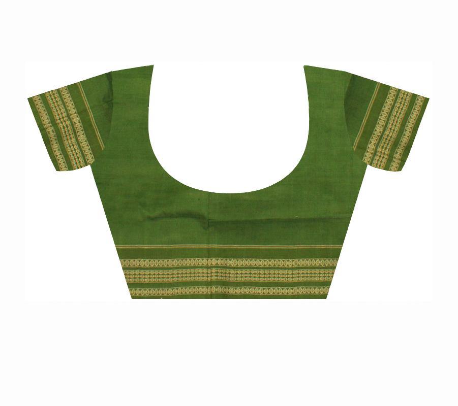 Exclusive Sambalpuri Rudrakhya print Barpali saree with Flower printed Pallu in Green Color - Koshali Arts & Crafts Enterprise