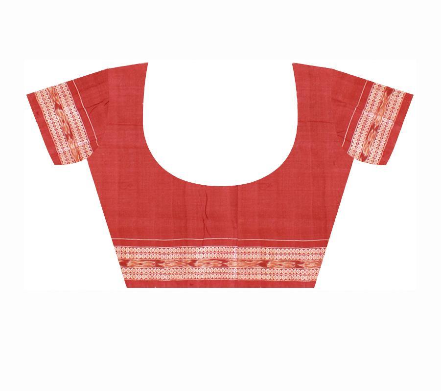 Authentic Sambalpuri Saree in brown color with large flower pattern with blouse piece - Koshali Arts & Crafts Enterprise