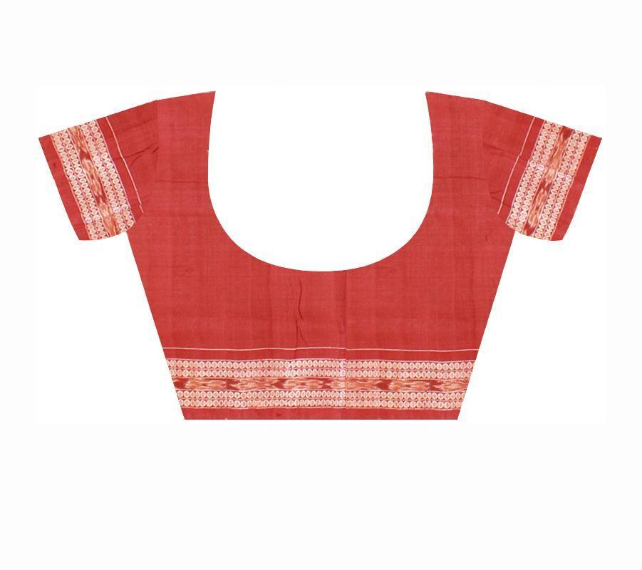 Authentic Sambalpuri Saree in brown color with large flower pattern with blouse piece - Koshali Arts & Crafts Enterprise