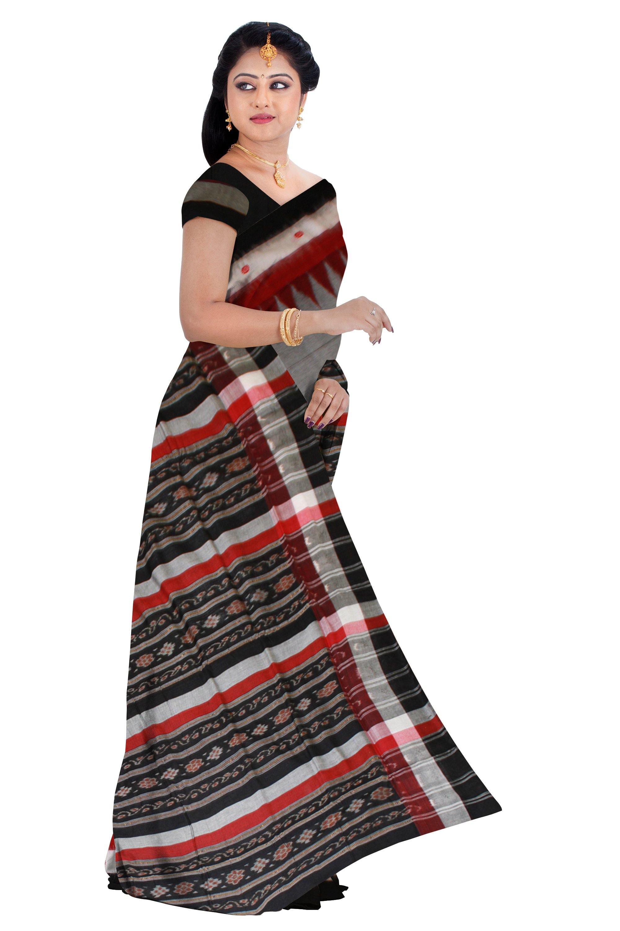 Exclusive Sambalpuri saree with flower print leaf green color with blouse piece - Koshali Arts & Crafts Enterprise