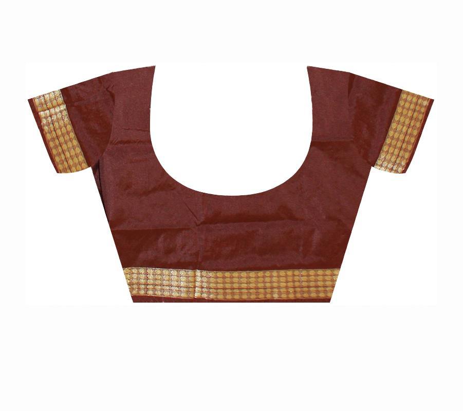 Exclusive Sambalpuri Barpali Mixed Patli pata Saree in Yellow & Maroon color body in Bomkei Pattern (with Blouse Piece) - Koshali Arts & Crafts Enterprise