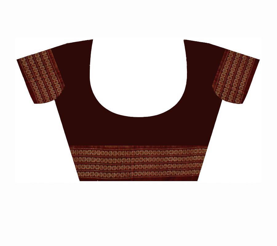 Flower pattern Orange Cotton Saree - Koshali Arts & Crafts Enterprise