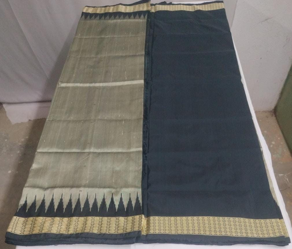 Classic Black & Gold Sambalpuri Saree