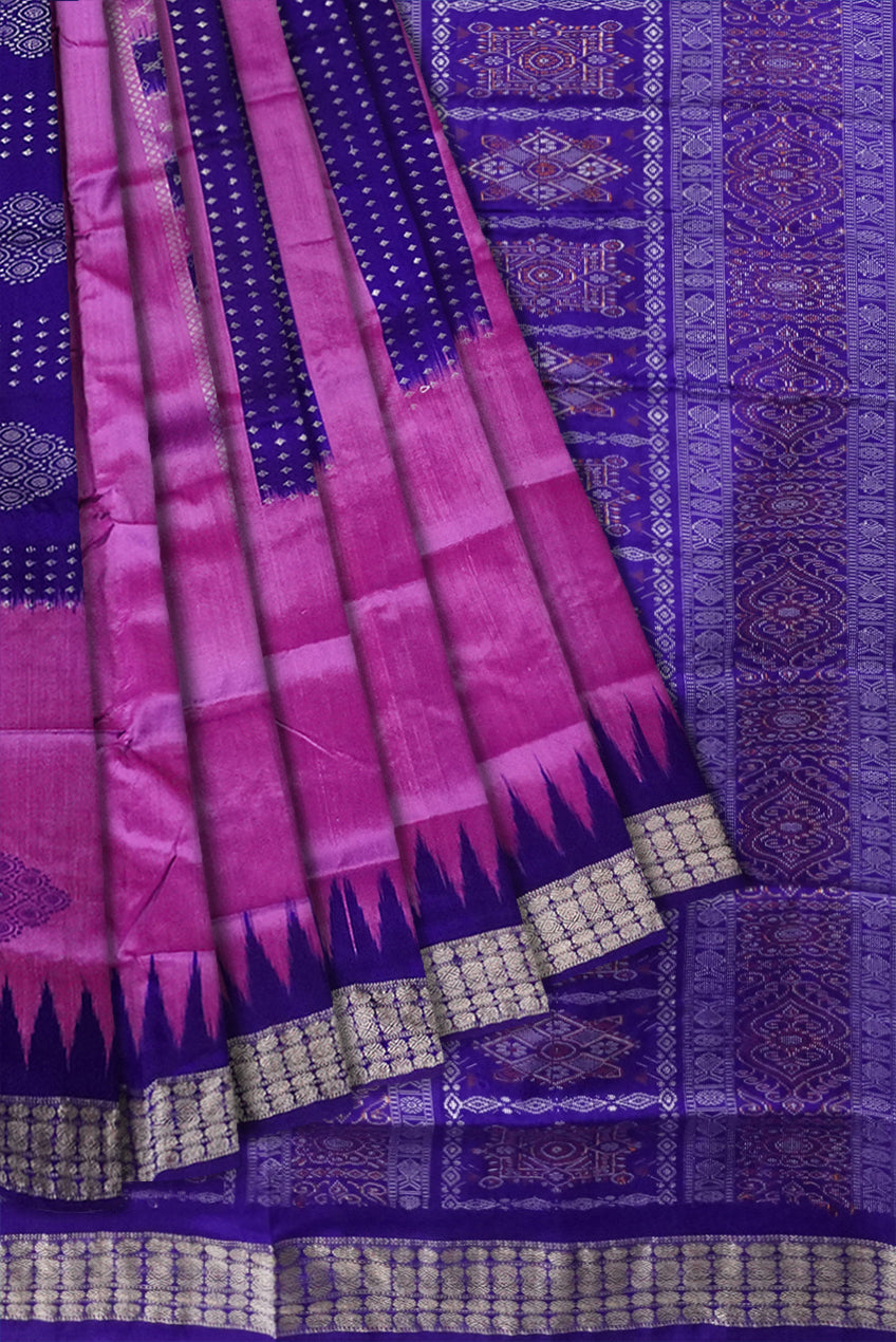 Pink and Violet color sambalpuri chandua pata saree. - Koshali Arts & Crafts Enterprise