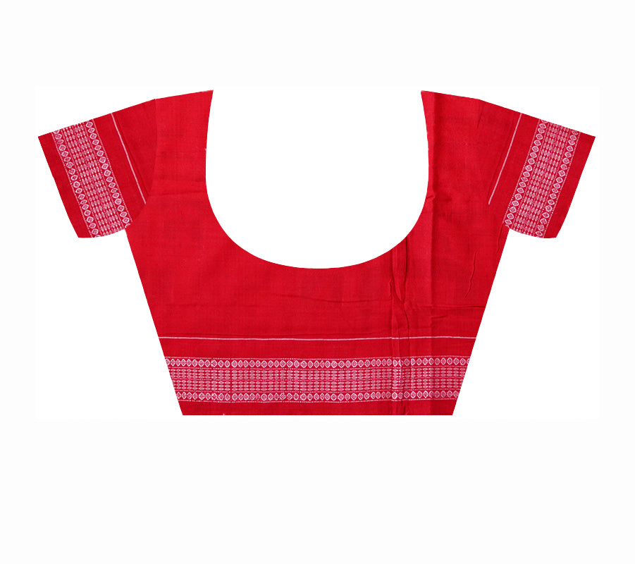 Konark desiged on whole body in Red and white colour, pallu design is based on traditional flower pattern cotton saree. - Koshali Arts & Crafts Enterprise