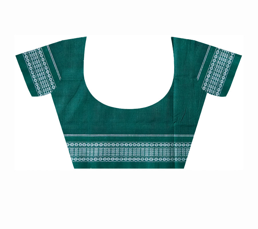 Maroon and dark sea-green color peacock and flowers pattern sambalpuri cotton saree. - Koshali Arts & Crafts Enterprise