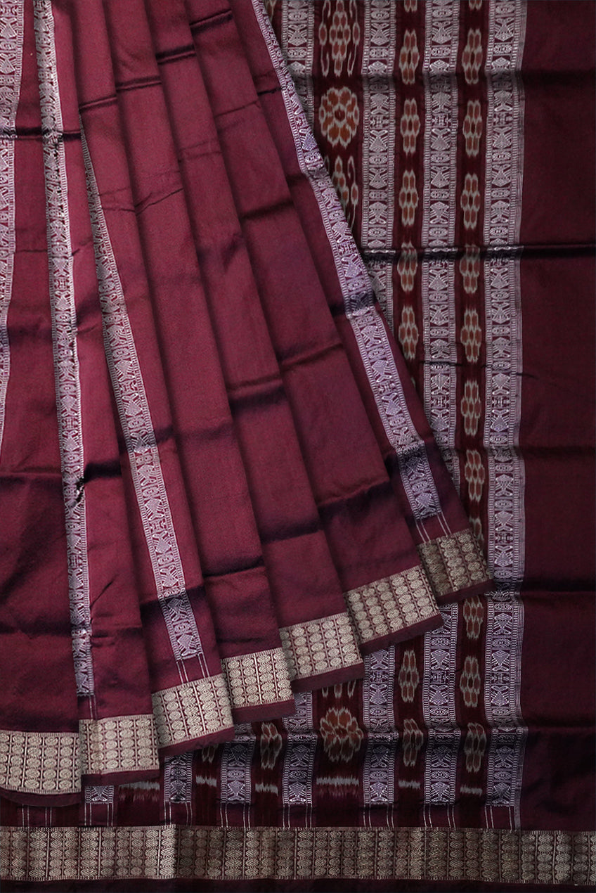 Copy of Blue & Maroon color pasapali pattern patli pata saree. - Koshali Arts & Crafts Enterprise