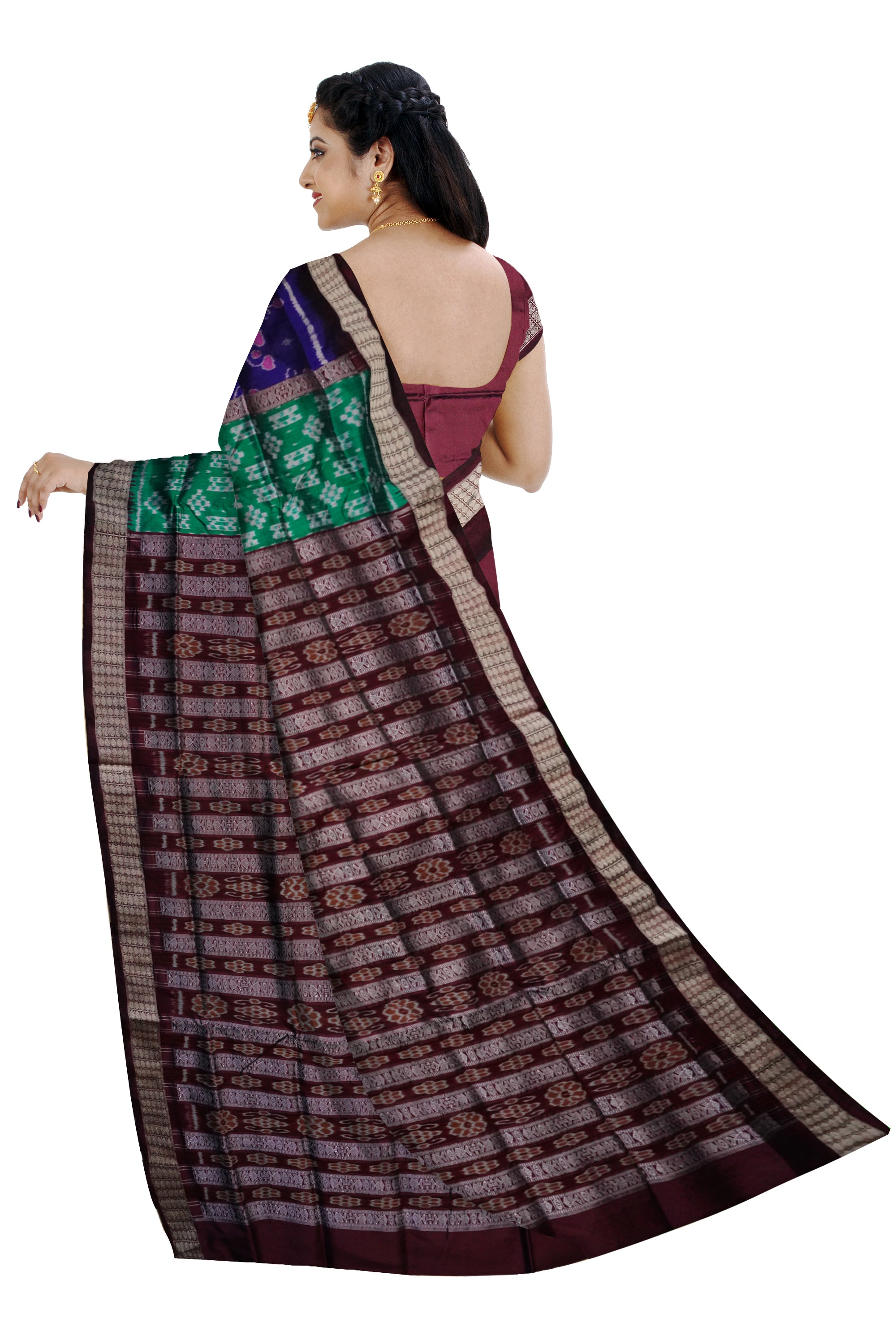 Copy of Blue & Maroon color pasapali pattern patli pata saree. - Koshali Arts & Crafts Enterprise