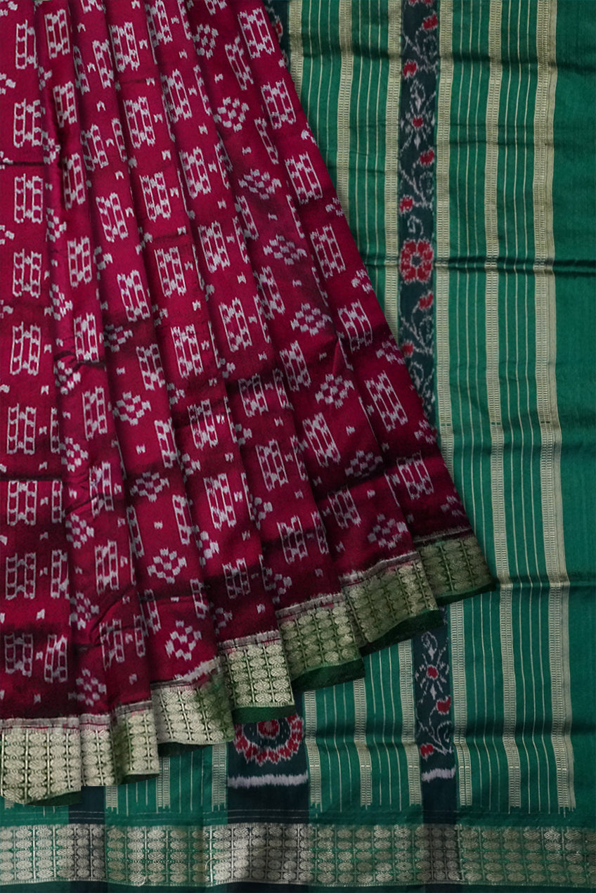 Copy of Deep purple with Maroon color Small Pasapali pattern Sambalpuri pata saree. - Koshali Arts & Crafts Enterprise