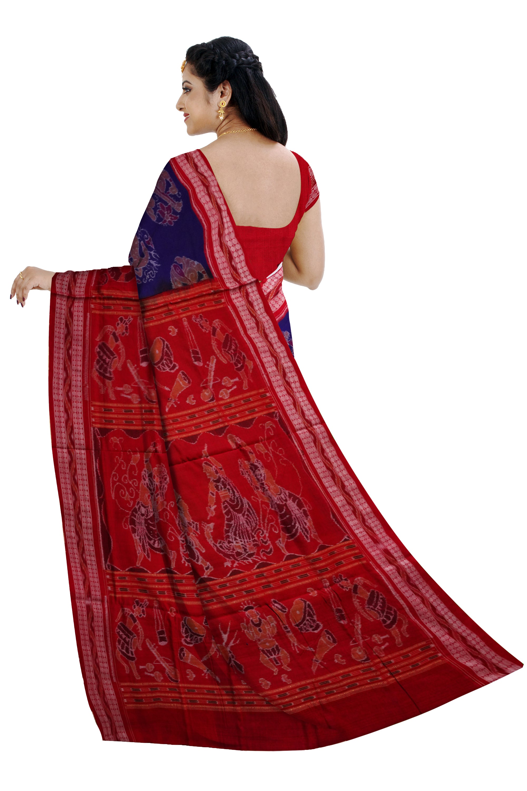 Copy of Yellow and marron color Sambalpuri cotton saree with big border. - Koshali Arts & Crafts Enterprise