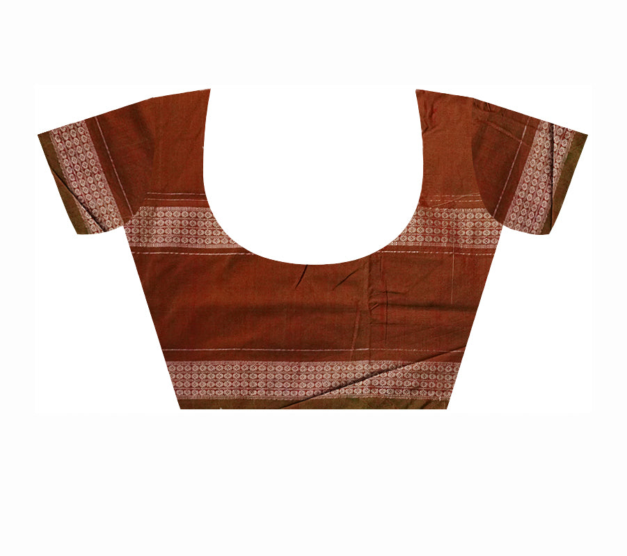 Copy of Yellow and marron color Sambalpuri cotton saree with big border. - Koshali Arts & Crafts Enterprise