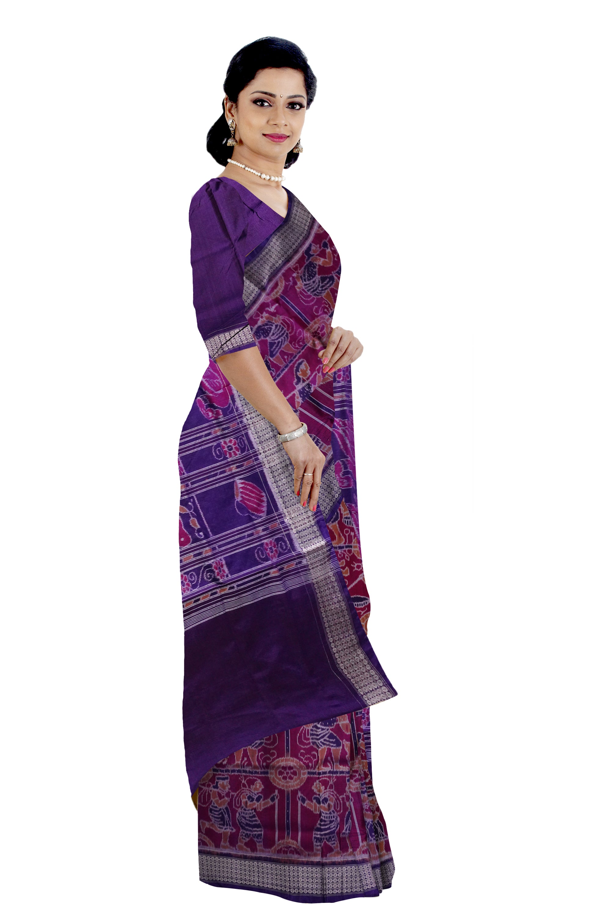 Copy of Yellow and marron color Sambalpuri cotton saree with big border. - Koshali Arts & Crafts Enterprise