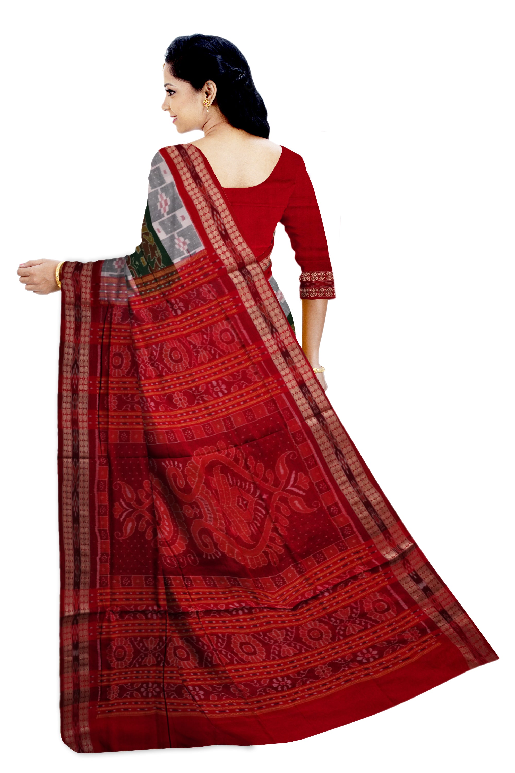 3D color combination with elephant pattern sambalpuri pasapali cotton sare. - Koshali Arts & Crafts Enterprise
