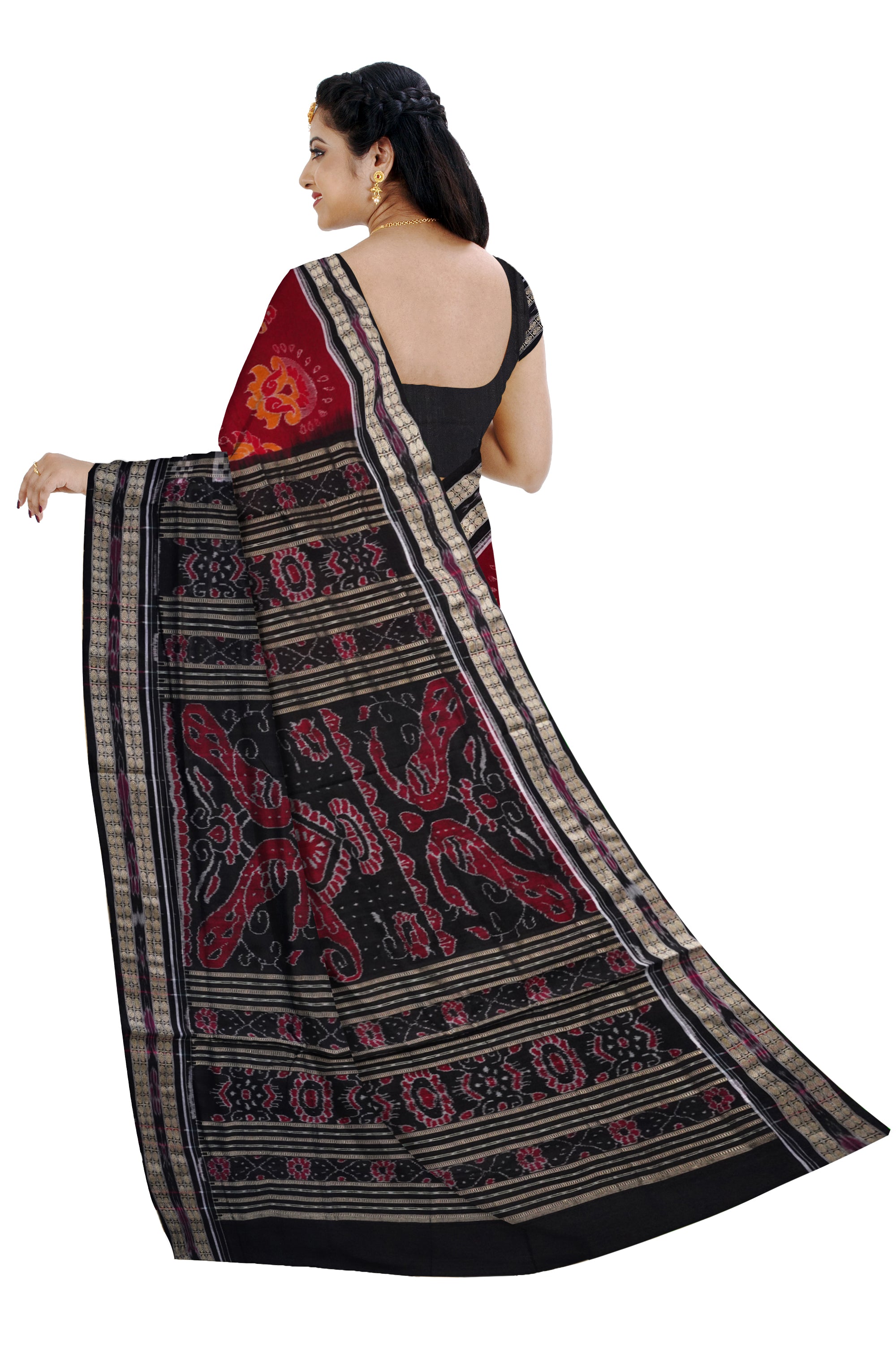 Peacock, Beena , flower and Pasapali work uniquely design on full body in Maroon and Black color. - Koshali Arts & Crafts Enterprise