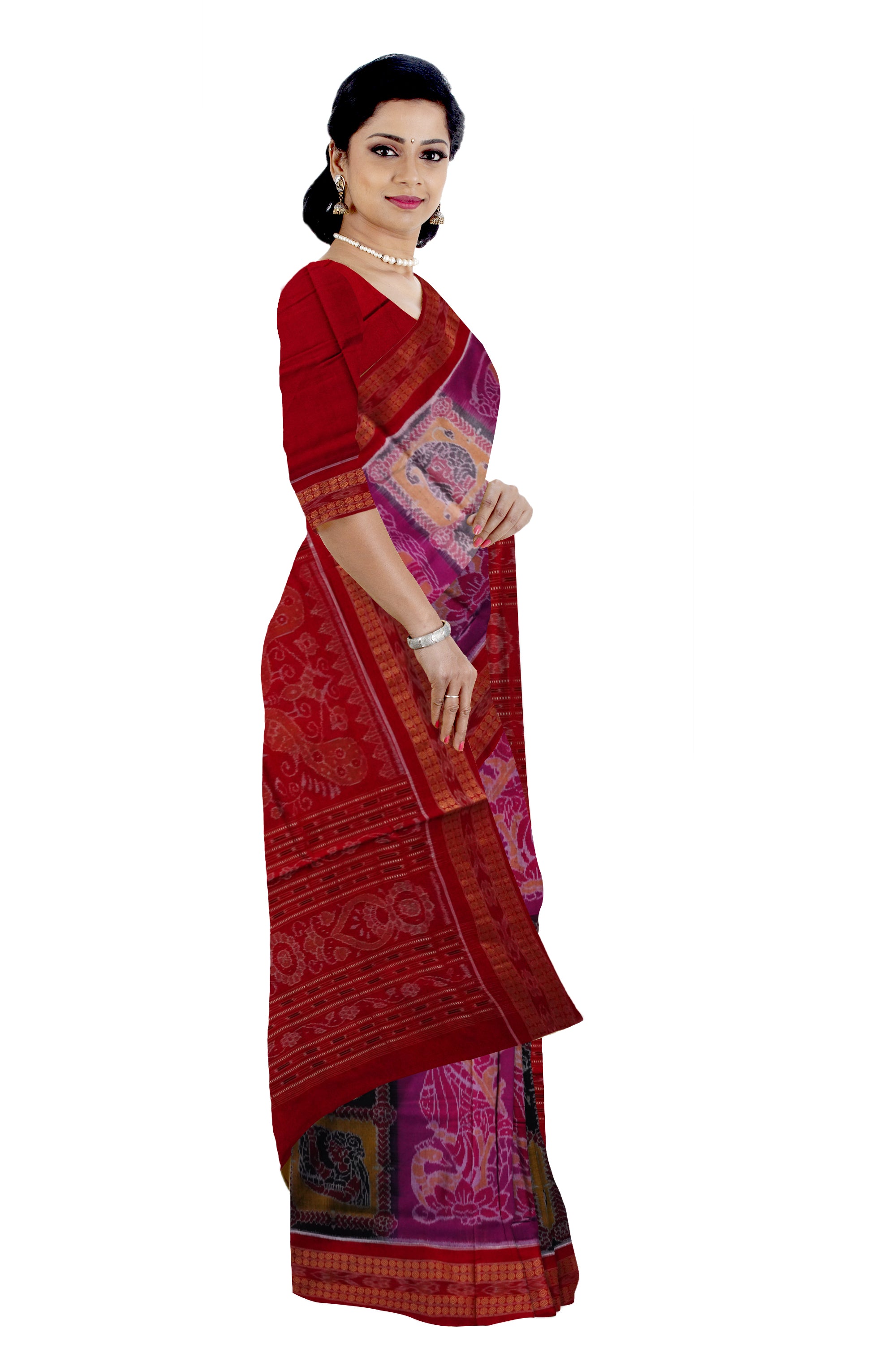 3D color Nartaki pattern Sambalpuri cotton saree. - Koshali Arts & Crafts Enterprise