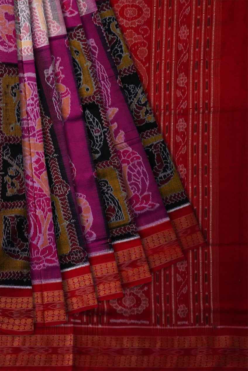 3D color Nartaki pattern Sambalpuri cotton saree. - Koshali Arts & Crafts Enterprise