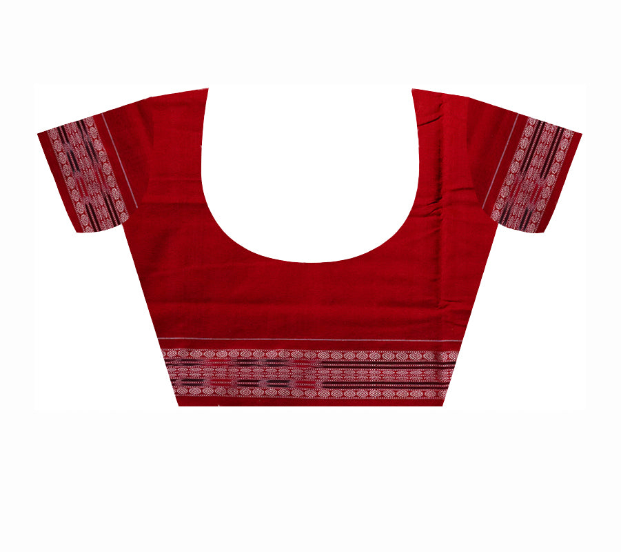 Red, black and White color box pattern sambalpuri cotton saree. - Koshali Arts & Crafts Enterprise