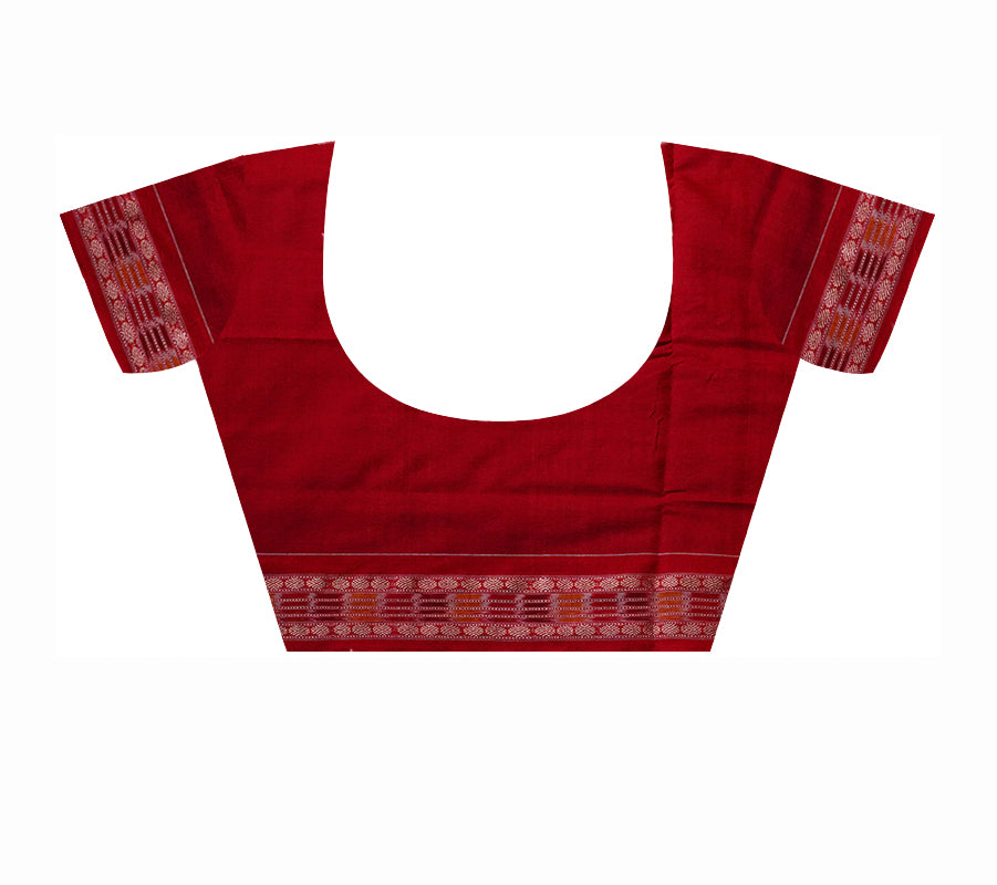 Black, Red color with white and Coffee color Sambalpuri cotton saree  in box pattern. - Koshali Arts & Crafts Enterprise