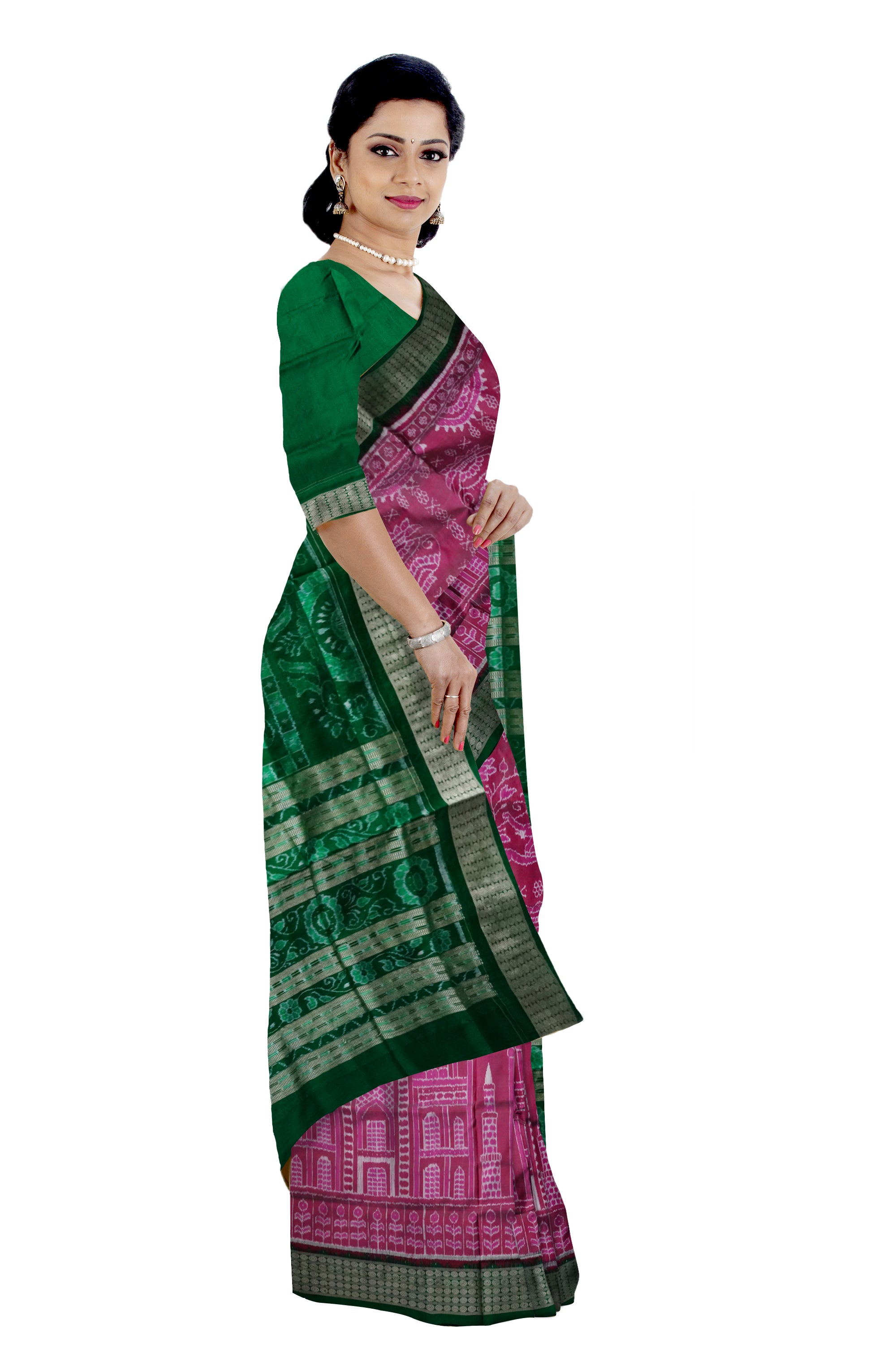 Copy of Pink and green color pure Pasapali Pata Saree. - Koshali Arts & Crafts Enterprise