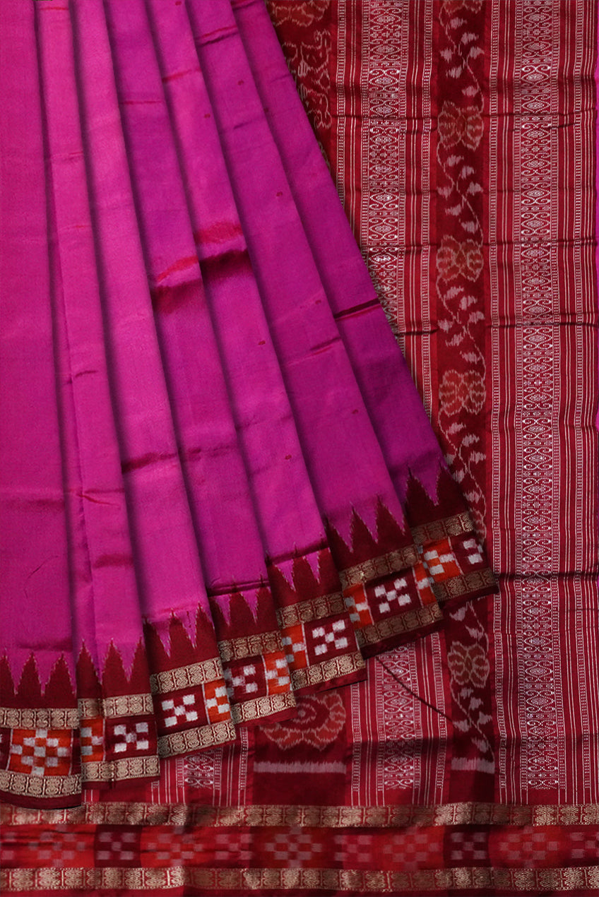 Light pink and Maroon color dhadi pasapali pata saree. - Koshali Arts & Crafts Enterprise