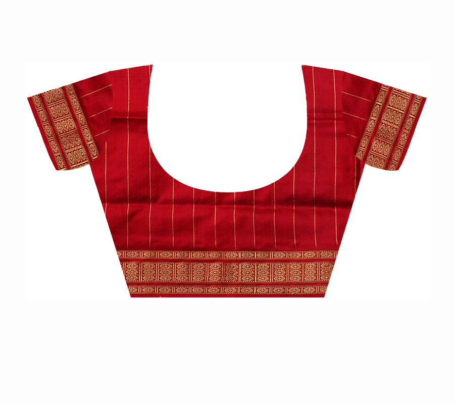 Terracotta with Pasapali pattern pure silk saree in Red and Black color. - Koshali Arts & Crafts Enterprise