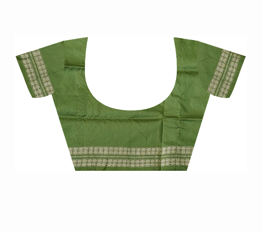 The latest Sambalpuri saree features terracotta body with bomkei pallu in yellow-green with olive green base, a stunning combination. - Koshali Arts & Crafts Enterprise