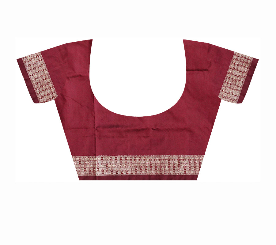 Pink and maroon pata saree, doll pattern pallu, matching blouse included. - Koshali Arts & Crafts Enterprise