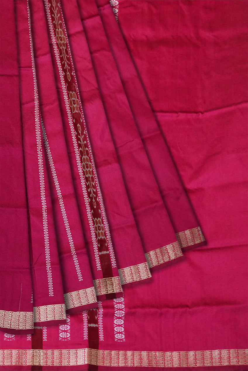 Rani pink & Peach color half half design terracotta pattern  patli pata saree. - Koshali Arts & Crafts Enterprise