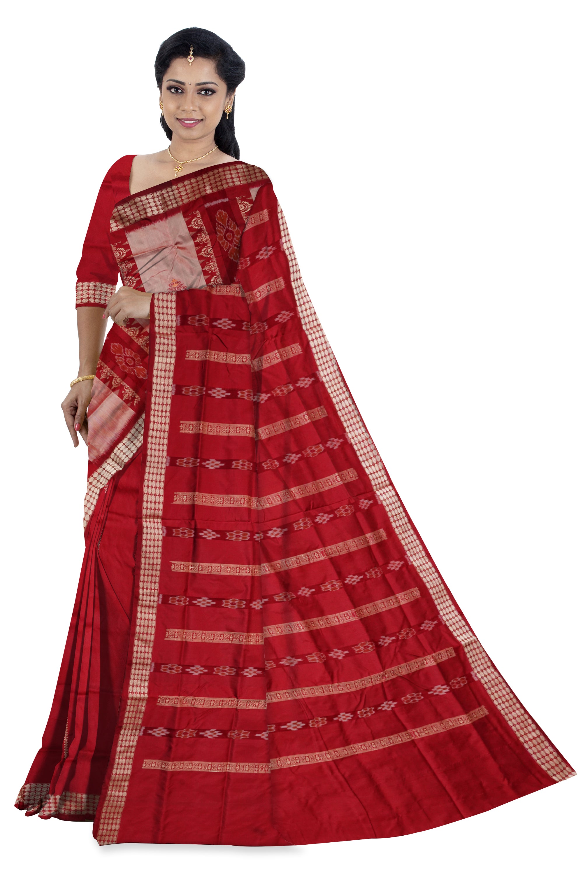 Pasapali with Bomkei body silver and maroon , rudraksha border, pallu work, and matching blouse piece create a harmonious and elegant ensemble. - Koshali Arts & Crafts Enterprise