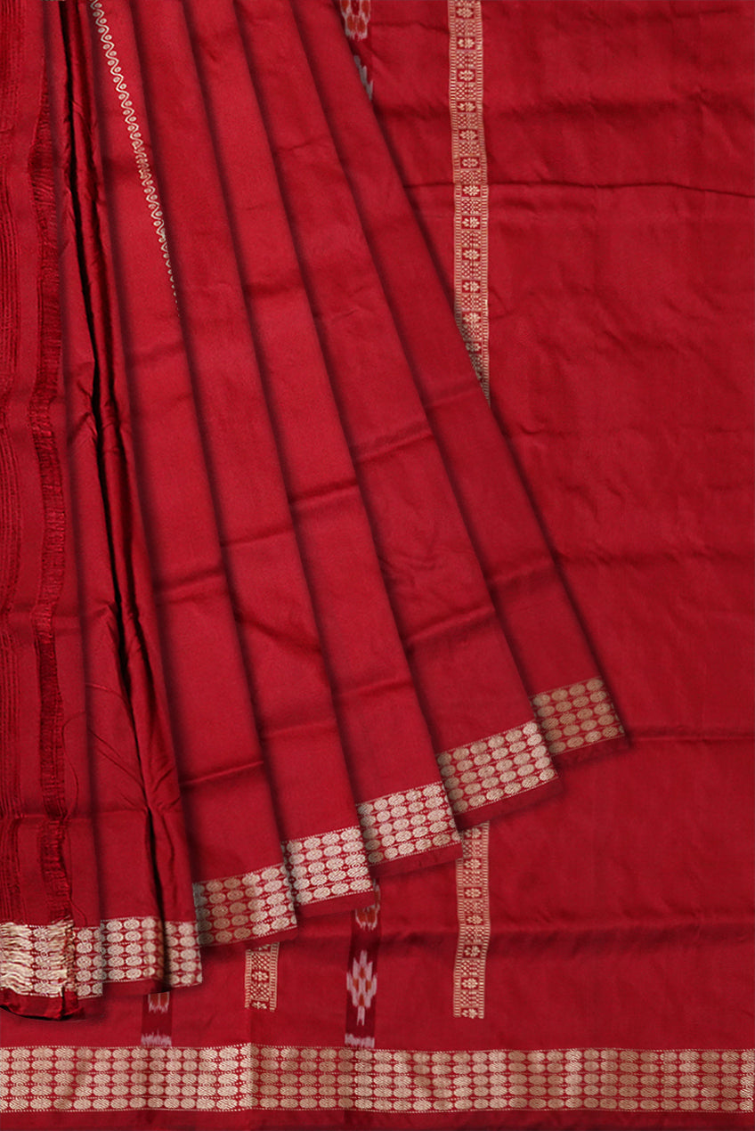 Pasapali with Bomkei body silver and maroon , rudraksha border, pallu work, and matching blouse piece create a harmonious and elegant ensemble. - Koshali Arts & Crafts Enterprise