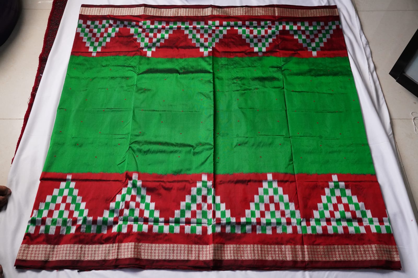 Green & Maroon combination dhadi pasapali design  pata saree. - Koshali Arts & Crafts Enterprise